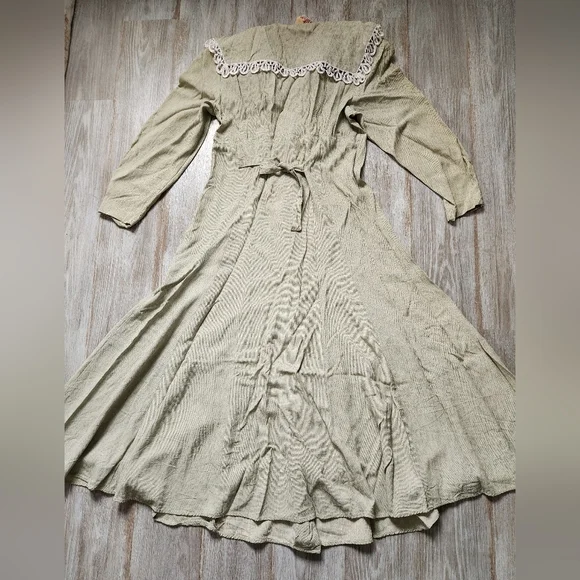 VTG Katie MFG Button Up Maxi Dress 3/4 Sleeve Collared Lightweight Texture Sz 16 - Picture 11 of 13